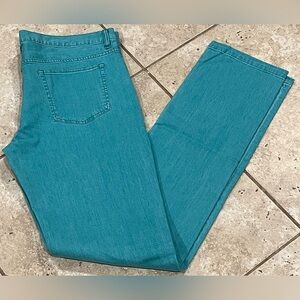 A.P.C. Petit Standard Slim Leg Button Fly Jeans Green Turquoise 33 Mens NWT NEW